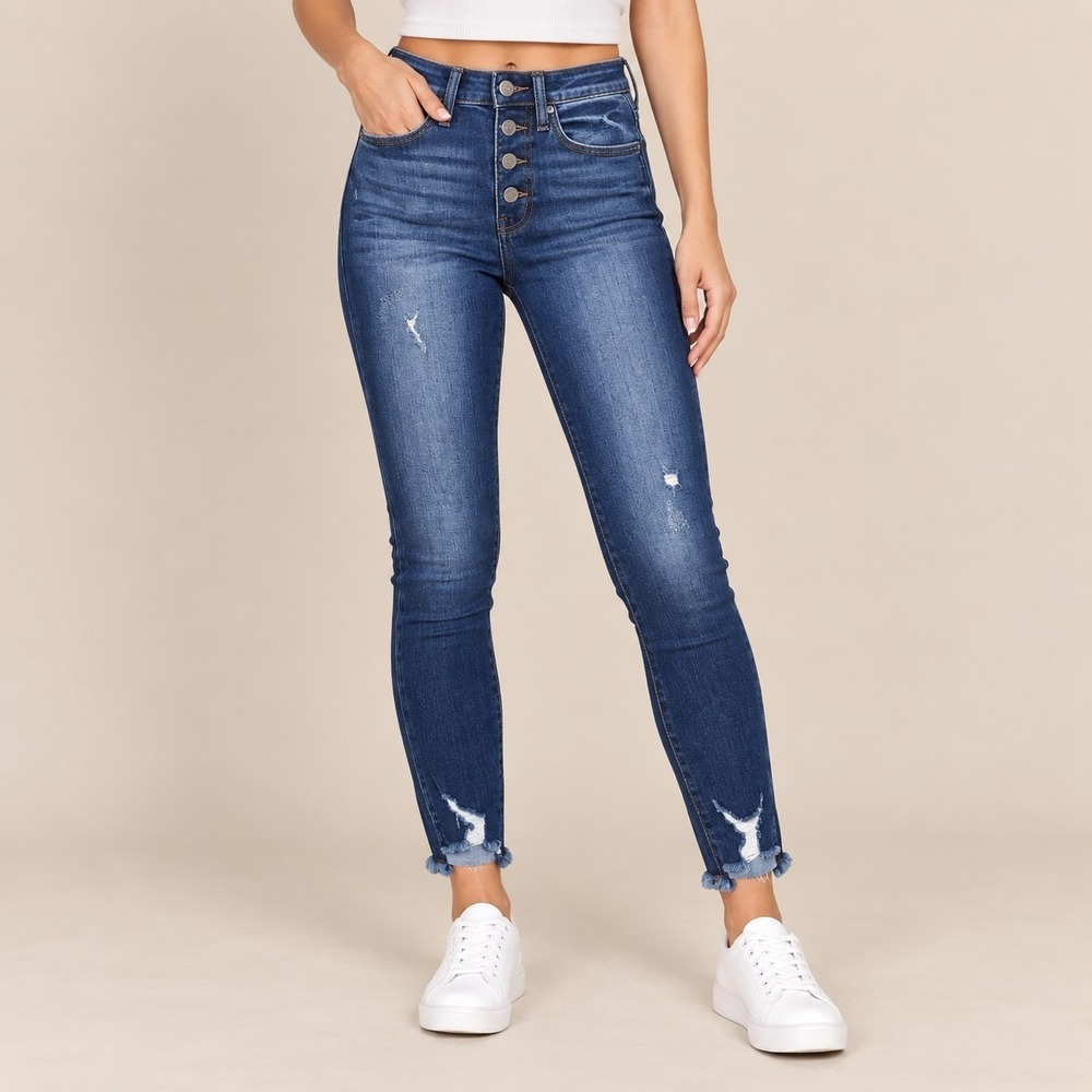 KanCan High-Rise Button Fly Jeans Women's 0/23 Extra Small Indie Chic Y2K Urban